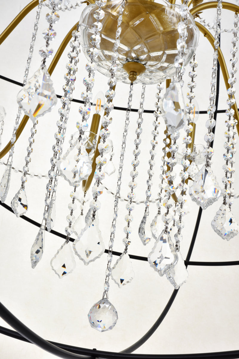 Cordelia 24 Light Black and Gold Crystal Pendant