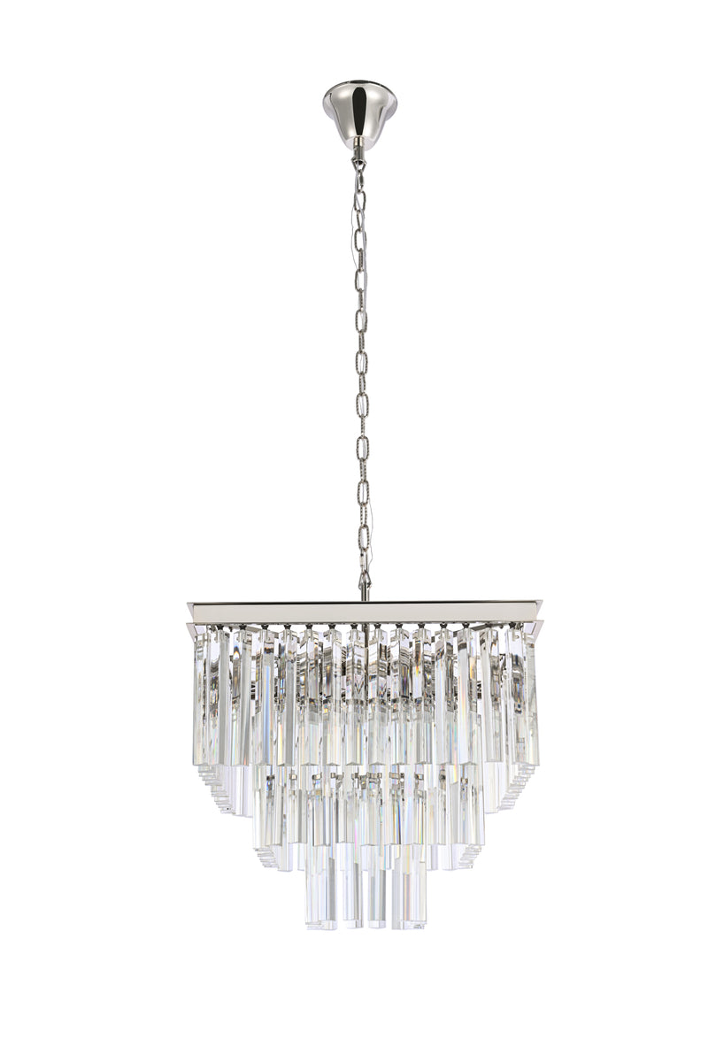 Sydney 21.5 inch square crystal chandelier in polished nickel