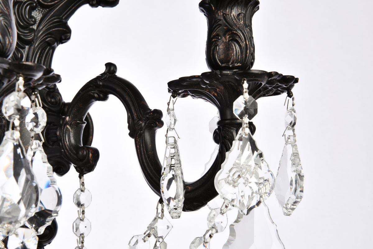 Monarch 3 light Dark Bronze Wall Sconce Clear Royal Cut Crystal