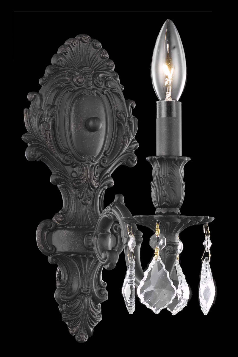 Monarch 1 light Dark Bronze Wall Sconce Clear Royal Cut Crystal