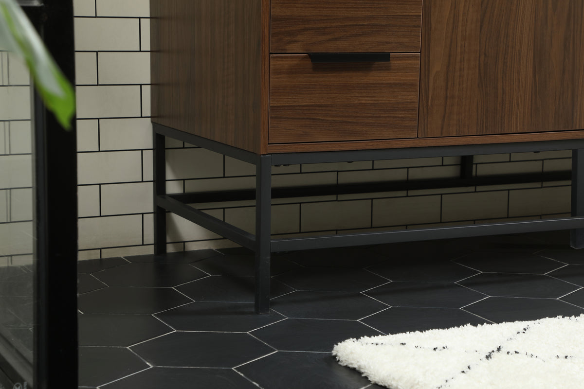 60 inch Single bathroom vanity in walnut