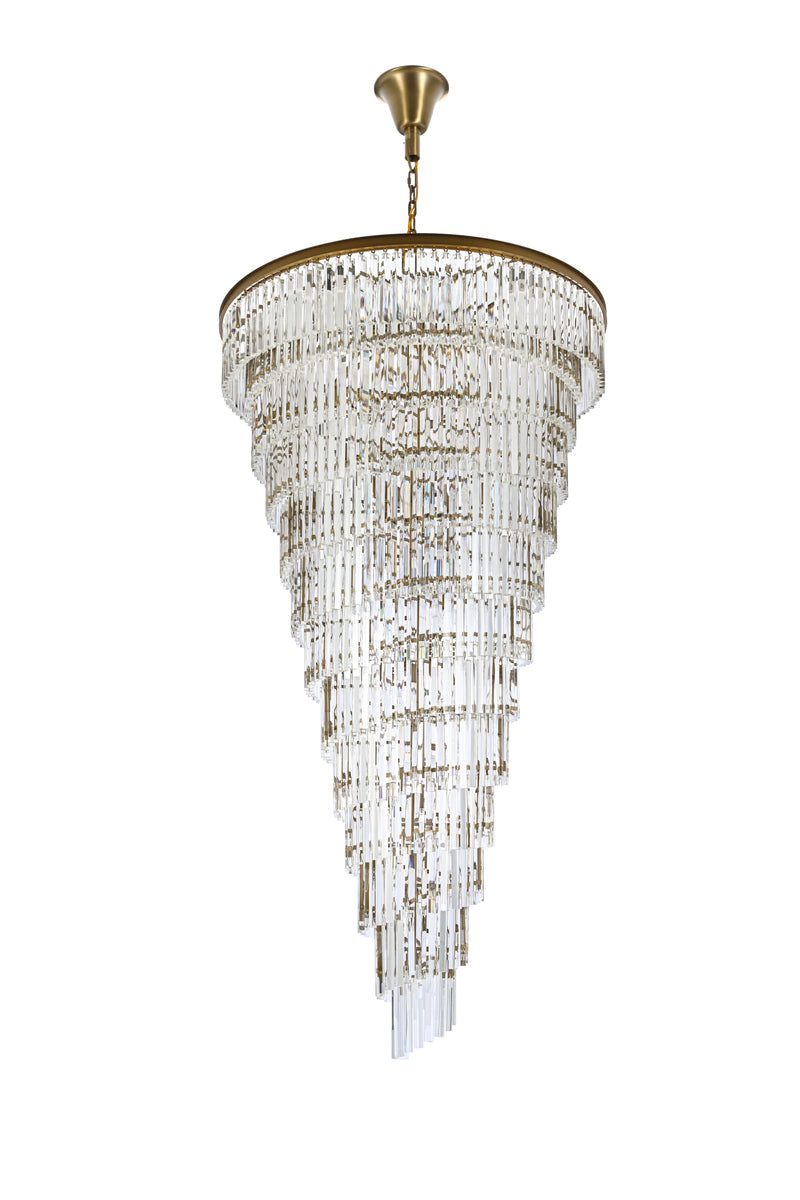 Sydney 48 inch spiral crystal chandelier in satin gold