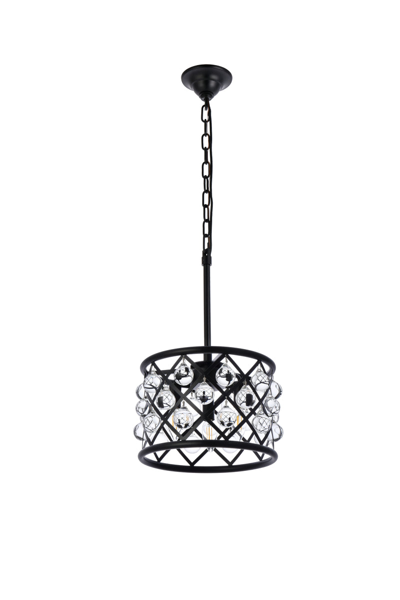 Madison 3 light Matte Black Pendant Clear Royal Cut Crystal