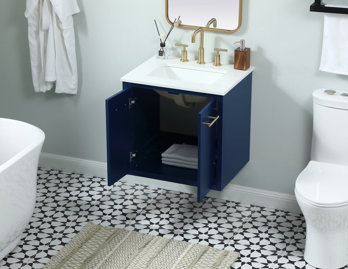 24 inch Single bathroom vanity in blue