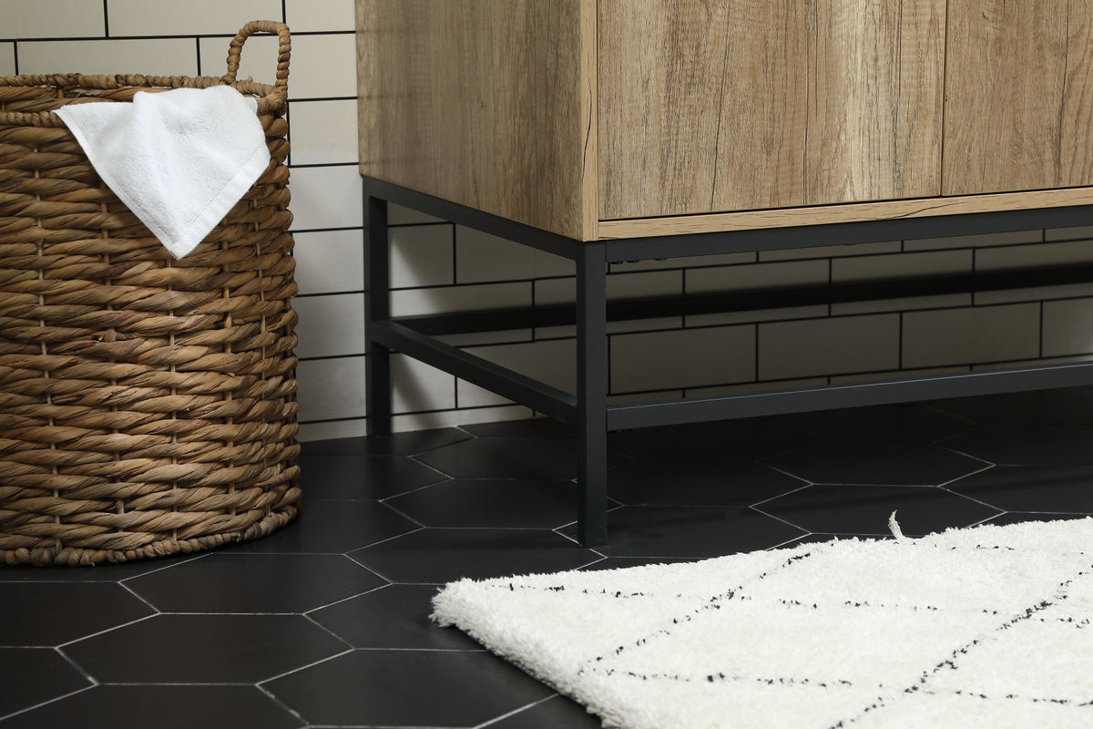 42 inch Single bathroom vanity in natural oak with backsplash