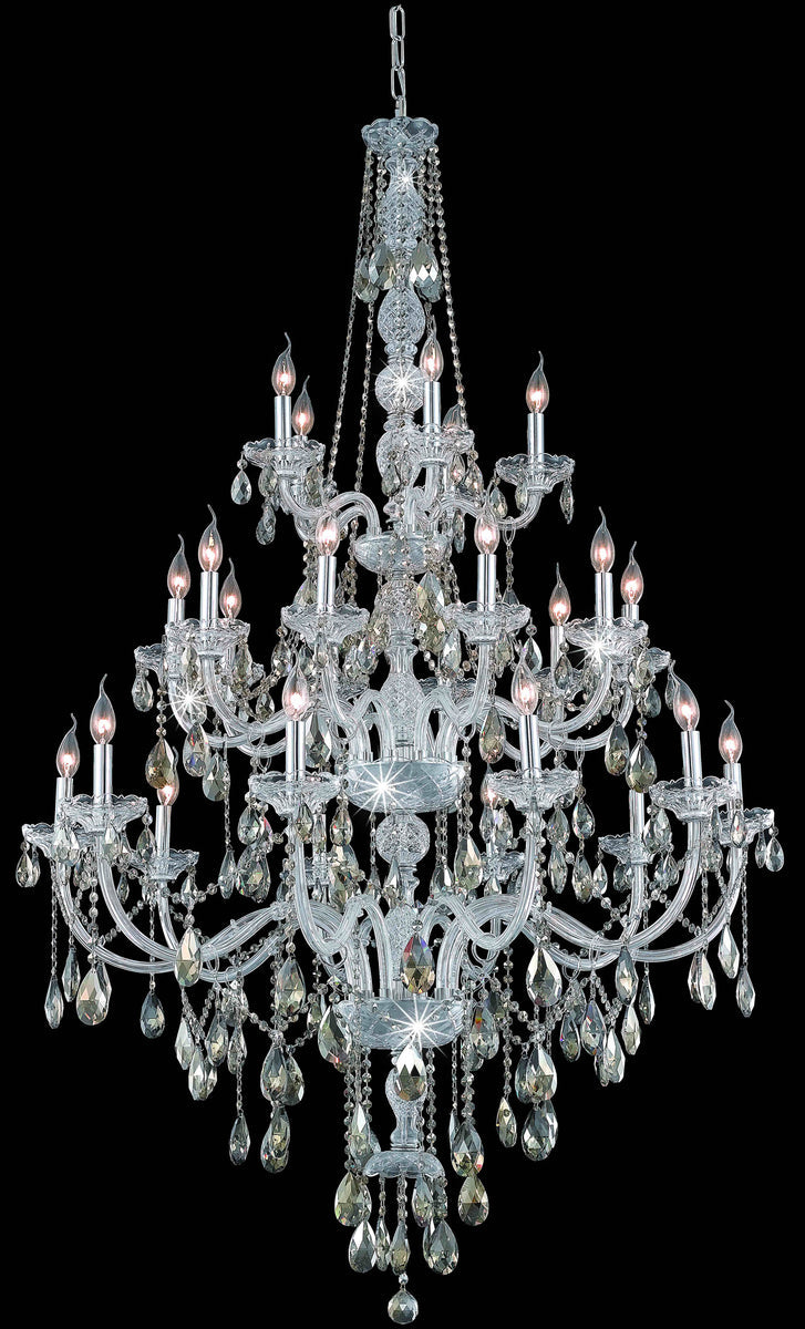 Verona 25 light Chrome Chandelier Golden Teak (Smoky) Royal Cut Crystal