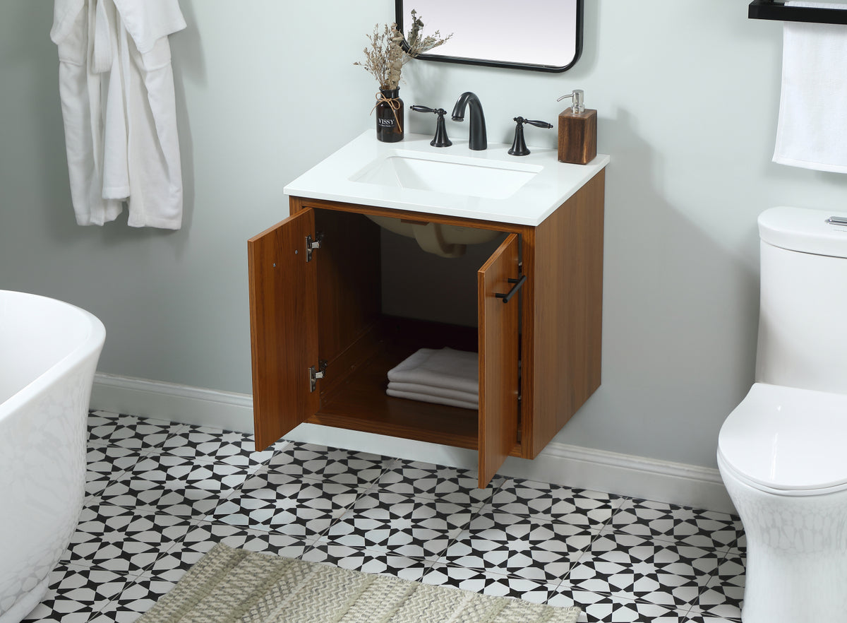 24 inch Single bathroom vanity in teak