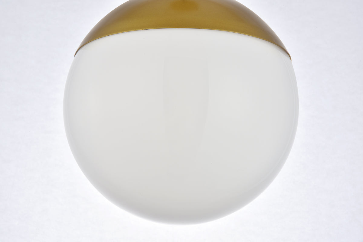 Eclipse 1 Light Brass Pendant With Frosted White Glass