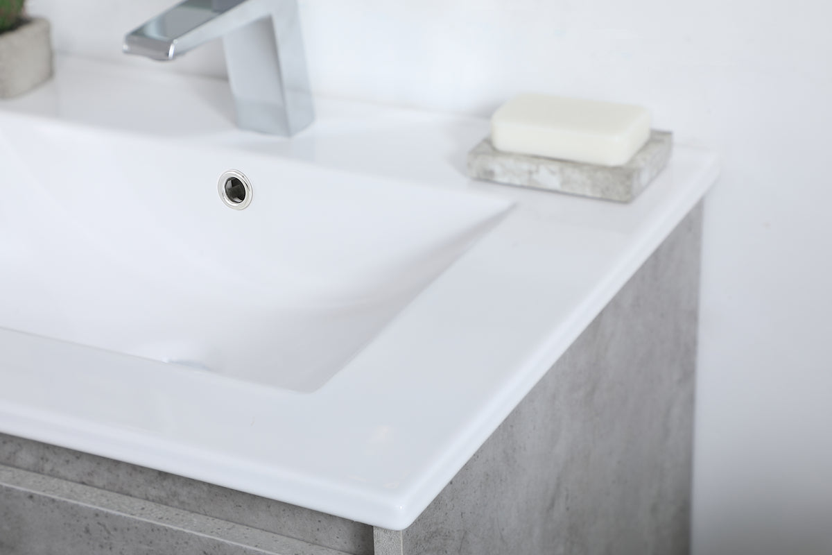 24 inch Single Bathroom Floating Vanity in Concrete Grey