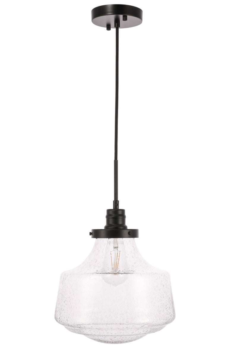 Lyle 1 light Black and Clear seeded glass pendant