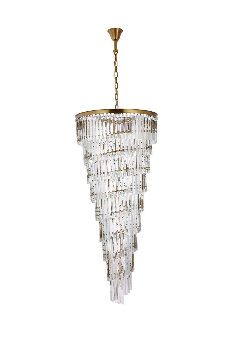 Sydney 30 inch spiral crystal chandelier in satin gold