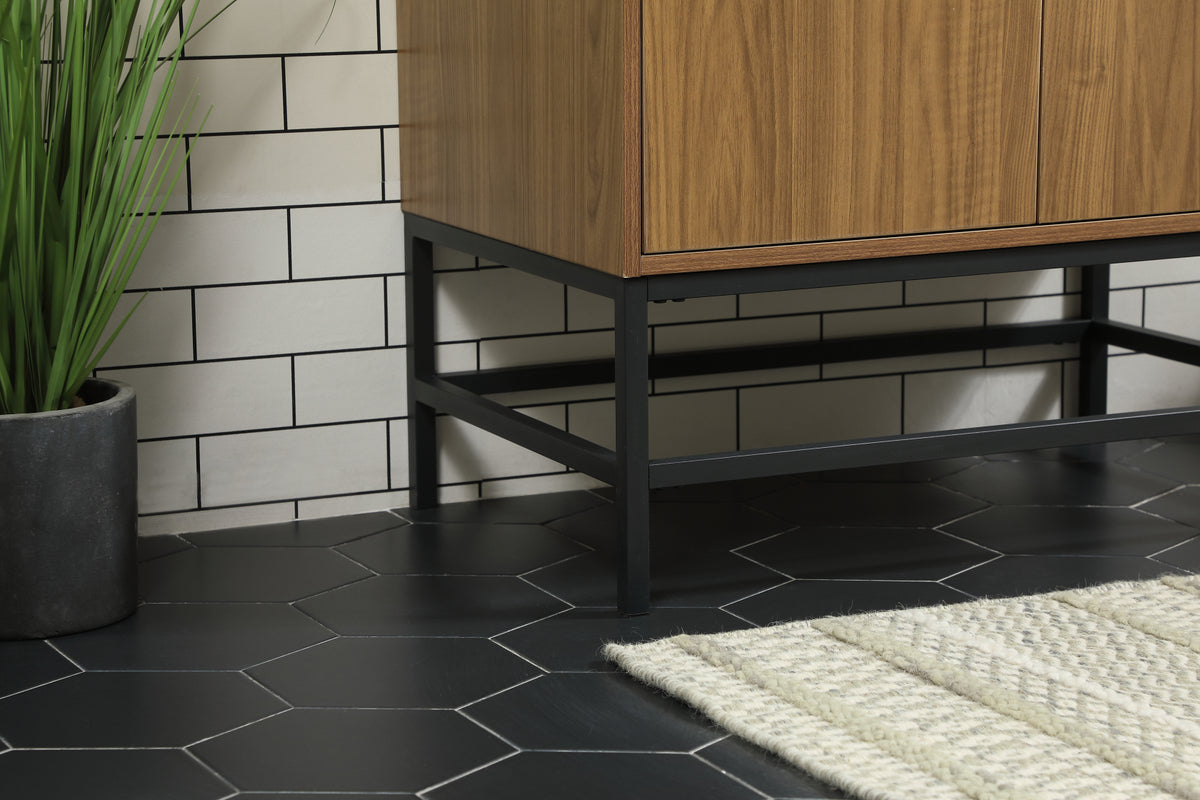 30 inch Single bathroom vanity in walnut brown with backsplash