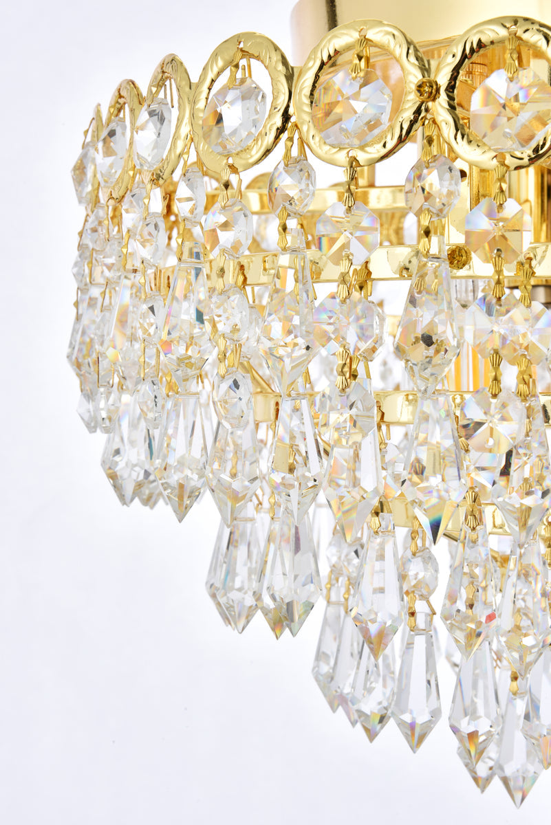 Century 4 light Gold Flush Mount Clear Royal Cut Crystal