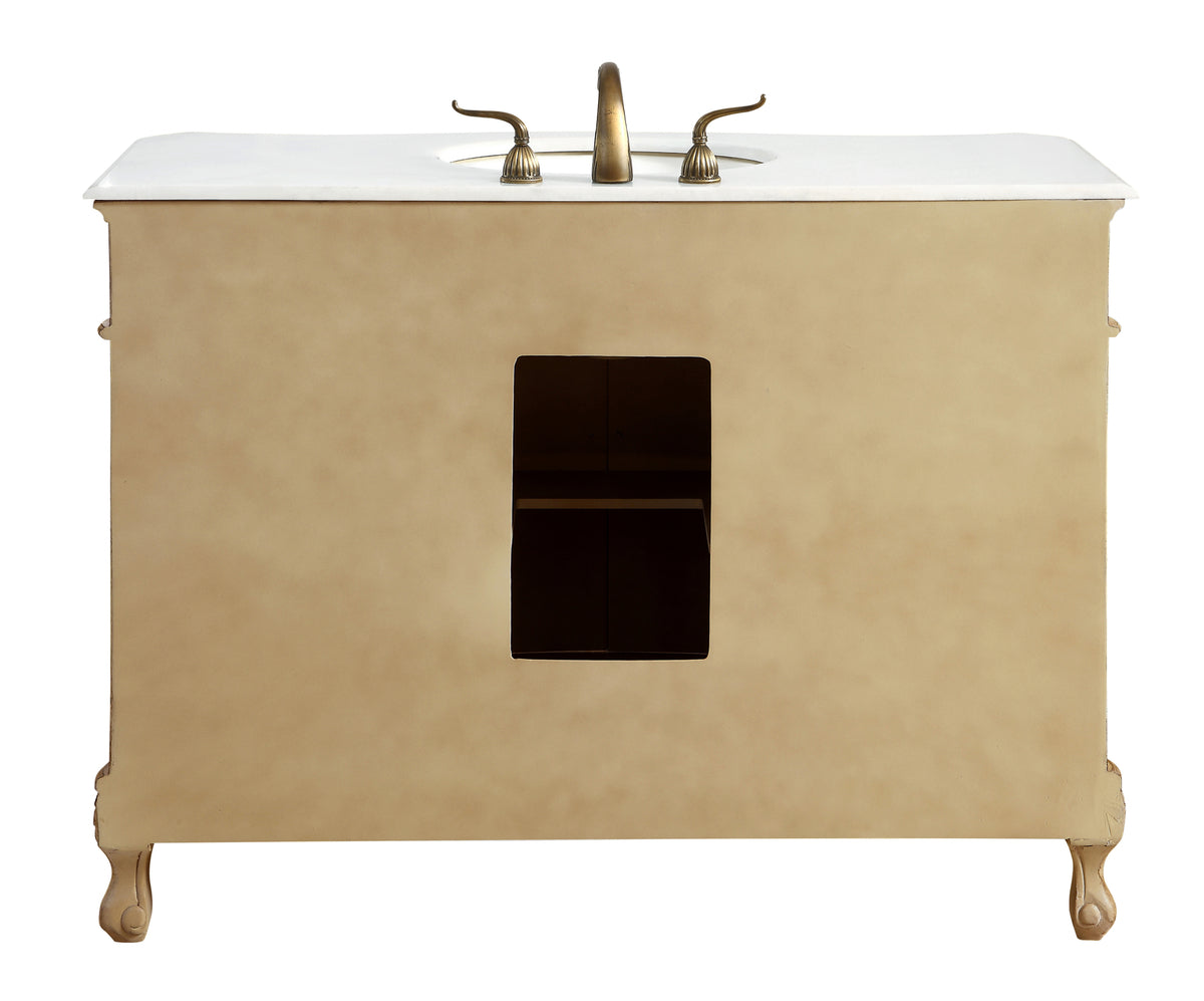 48 inch Single Bathroom vanity in Antique Beige with ivory white engineered marble