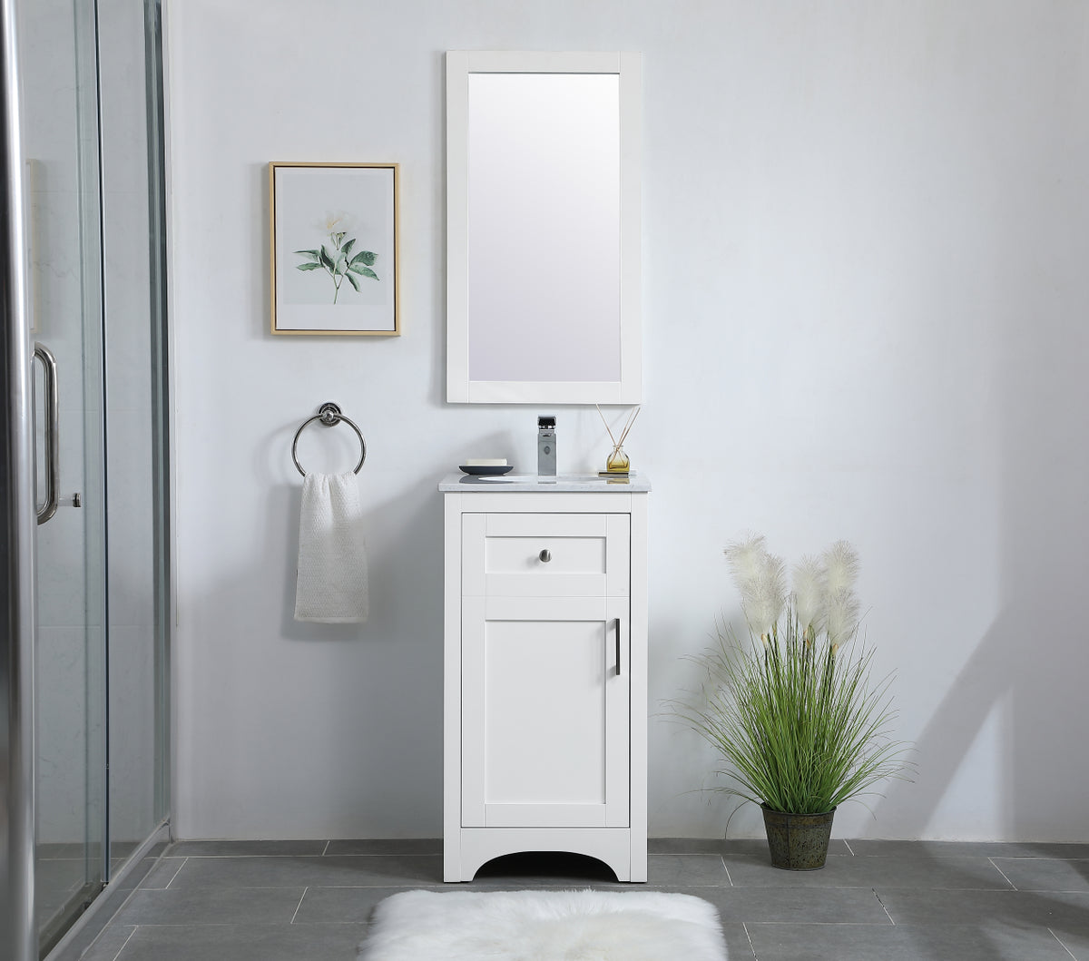 18 inch Single Bathroom Vanity in White