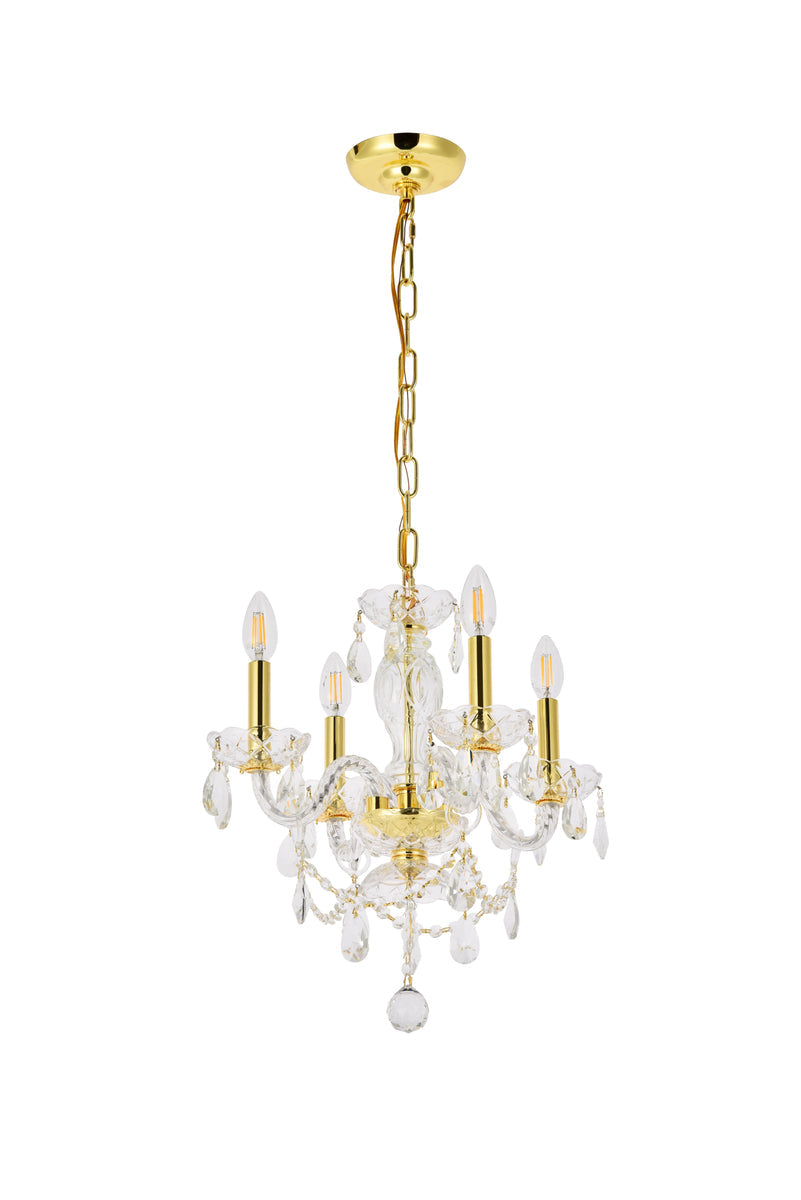 Princeton 4 light Gold Pendant Clear Royal Cut Crystal