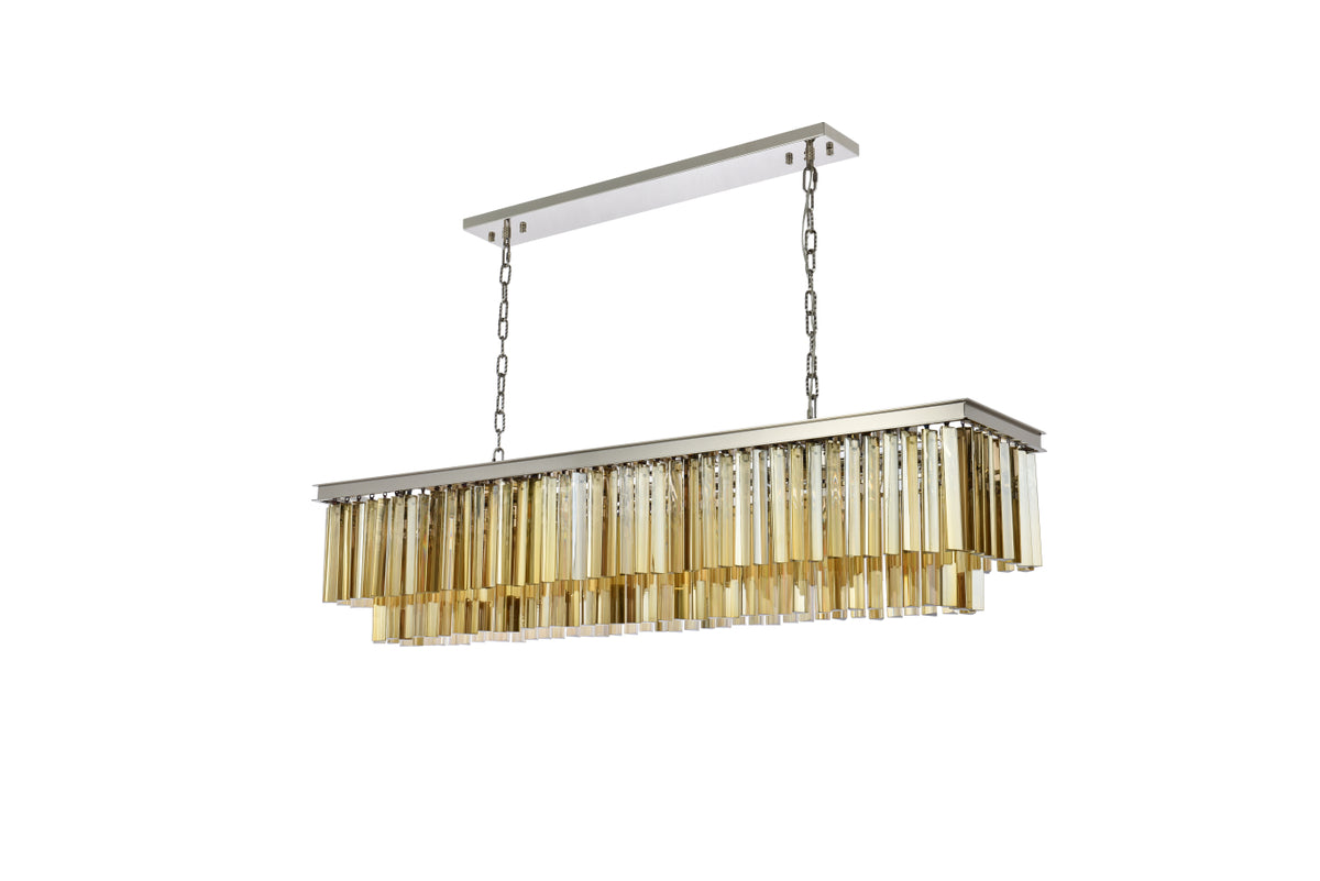 Sydney 12 light polished nickel Chandelier Golden Teak (Smoky) Royal Cut Crystal