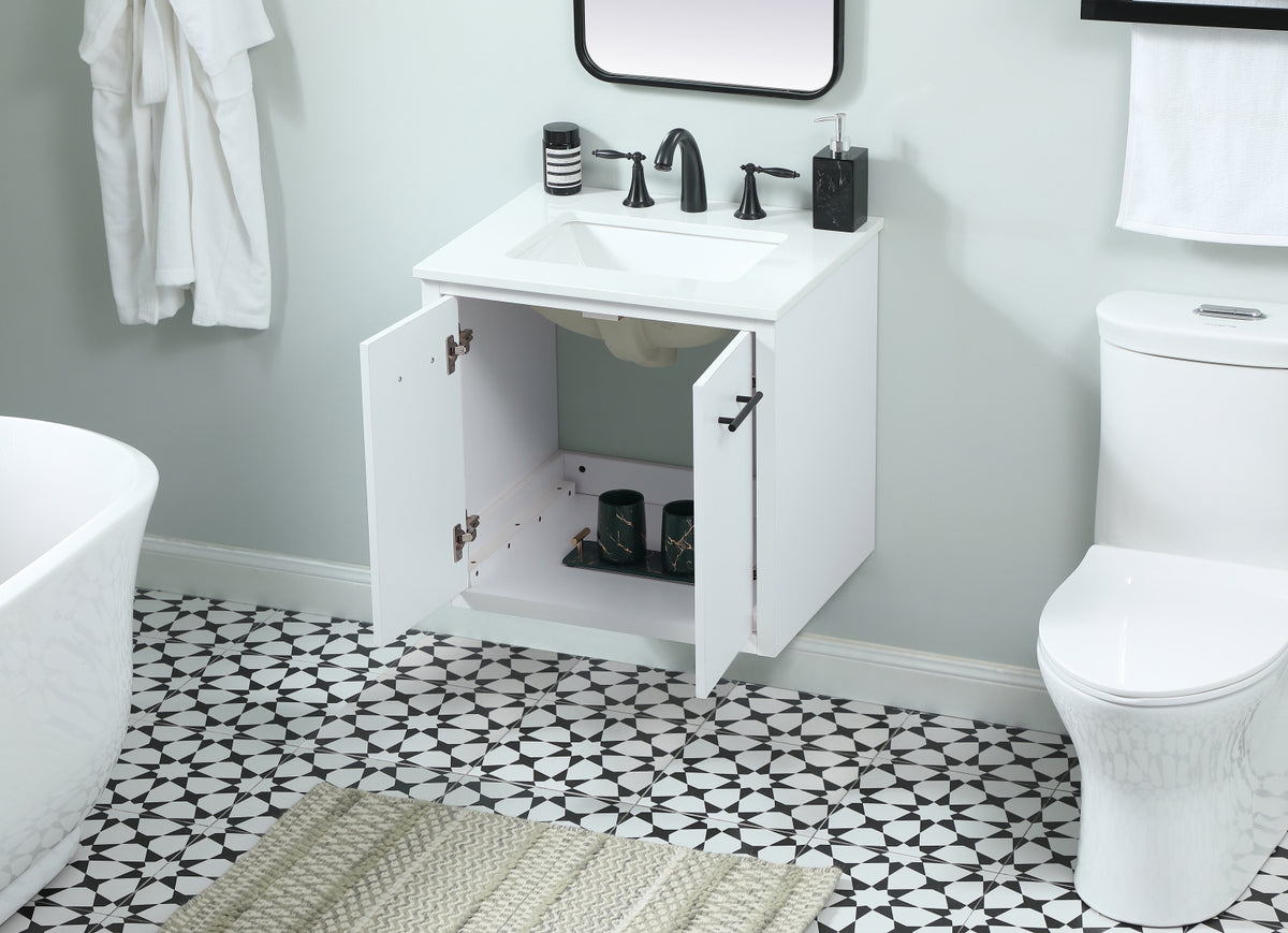 24 inch Single bathroom vanity in white