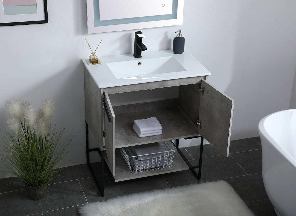 30 inch Single Bathroom Vanity in Concrete Grey