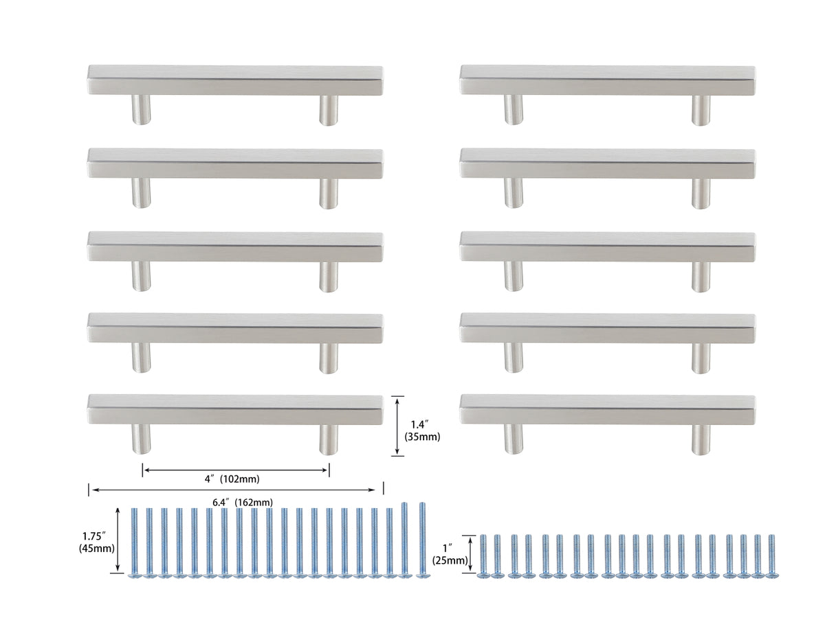 Dior 4" Center to Center Brushed Nickel Bar Pull Multipack (set of 10)