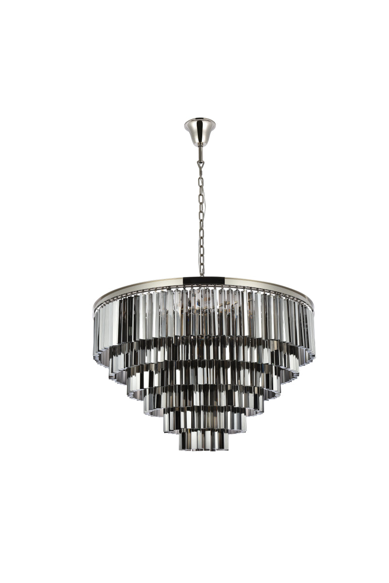 Sydney 33 light polished nickel Chandelier Silver Shade (Grey) Royal Cut Crystal