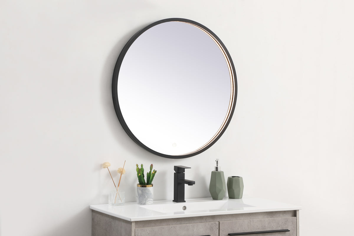 Pier 28 inch LED mirror with adjustable color temperature 3000K/4200K/6400K in black