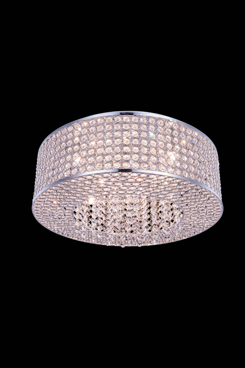 Amelie 8 light Chrome Flush Mount Clear Royal Cut Crystal