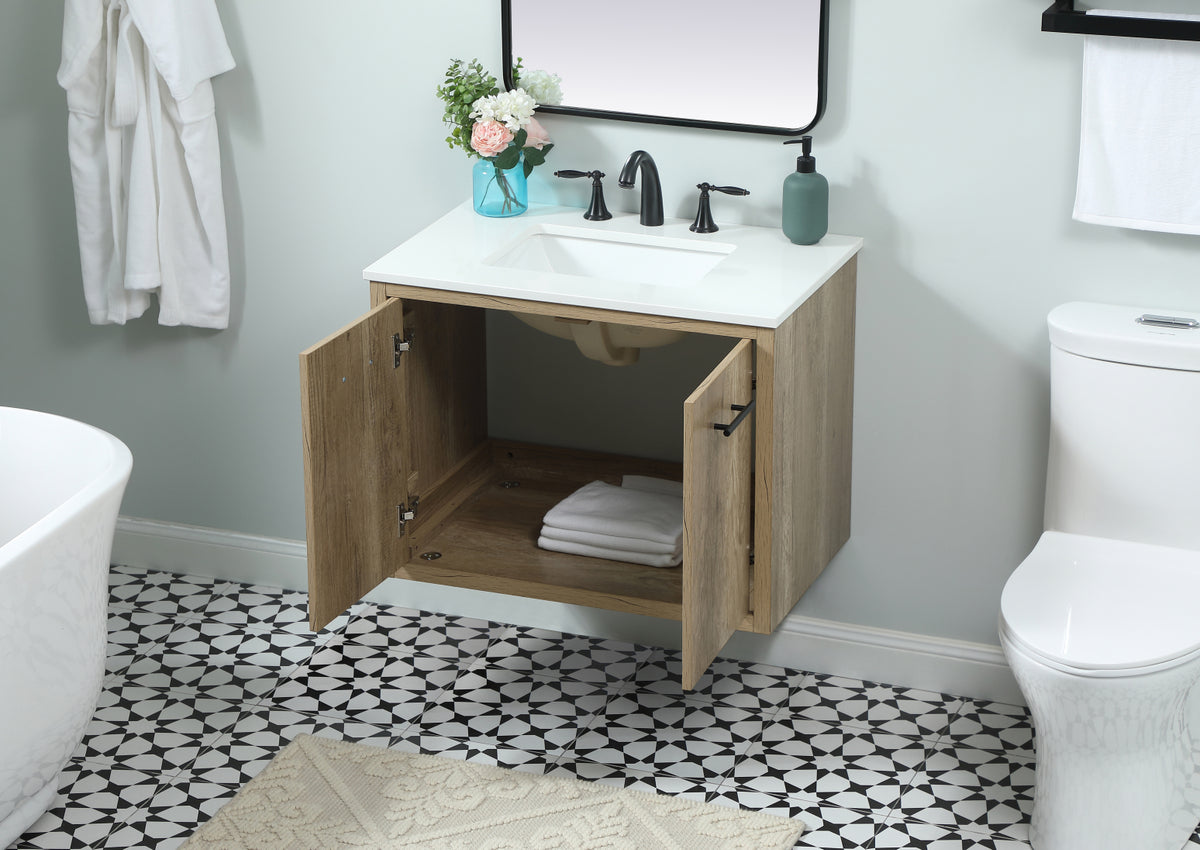 30 inch Single bathroom vanity in natural oak
