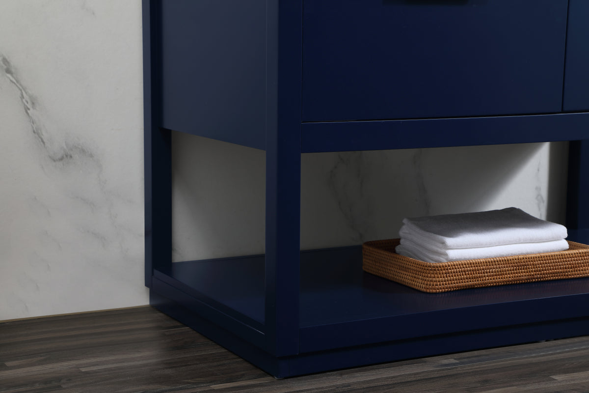 42 inch Single bathroom vanity in blue with backsplash
