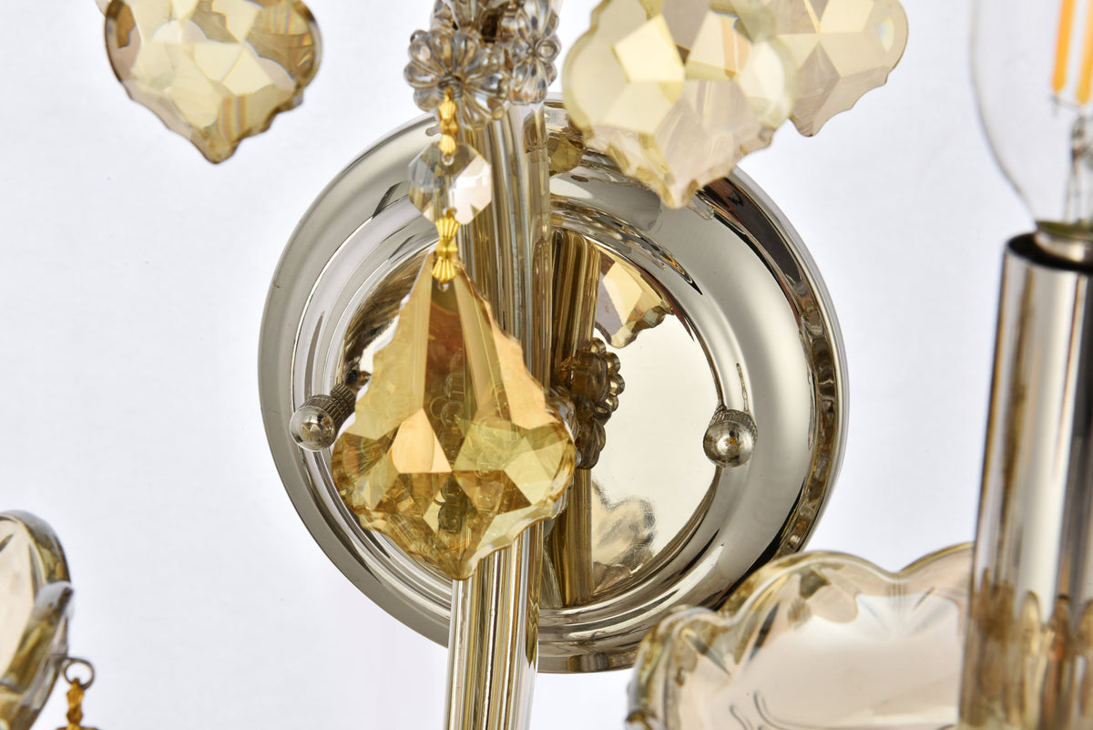 Maria Theresa 5 light Golden Teak Wall Sconce Golden Teak (Smoky) Royal Cut Crystal