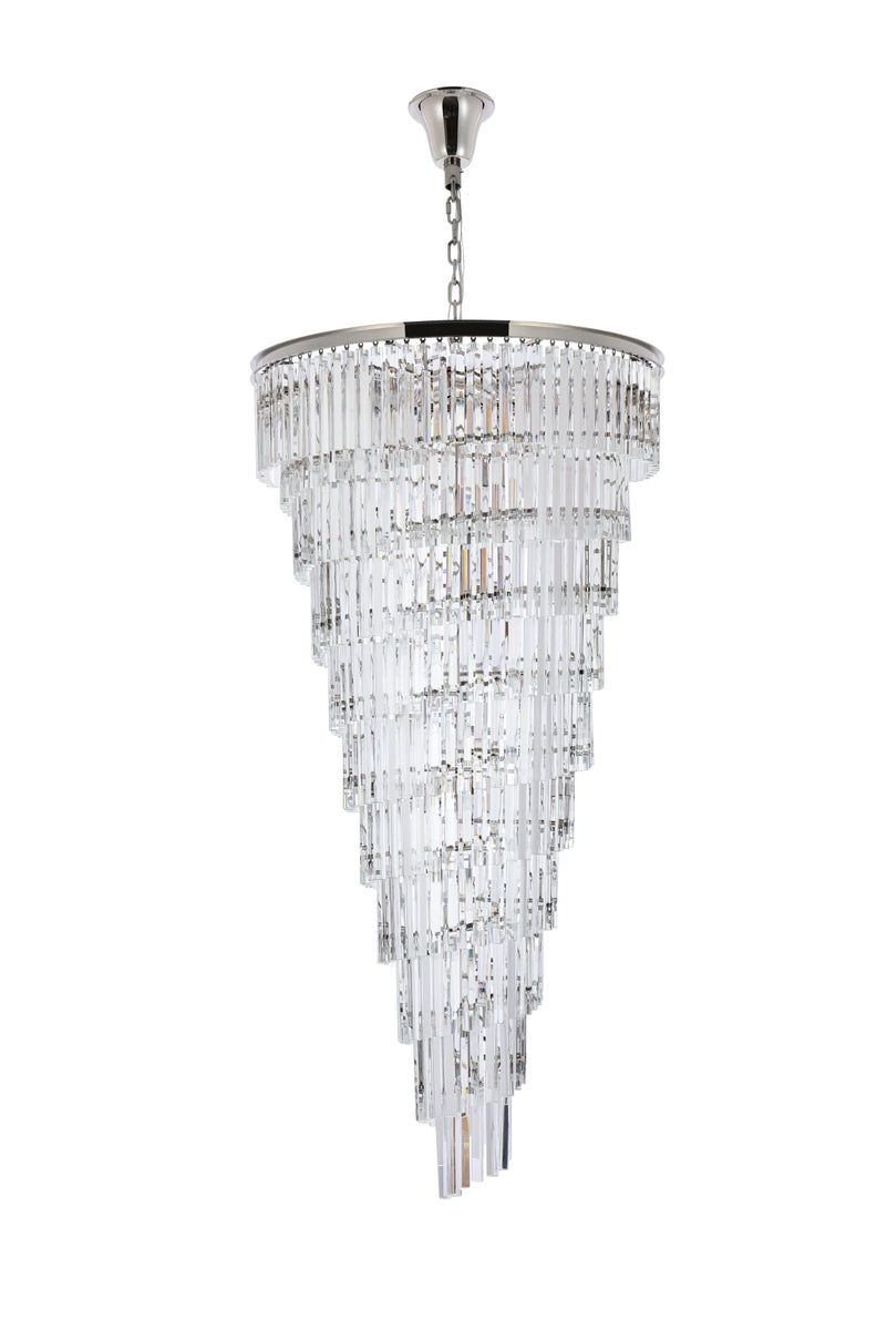 Sydney 36.5 inch spiral crystal chandelier in polished nickel