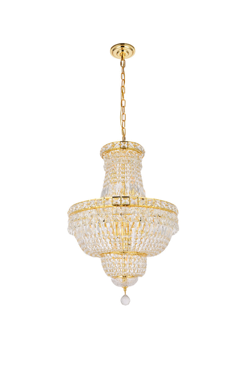 Tranquil 12 light Gold Pendant Clear Royal Cut Crystal