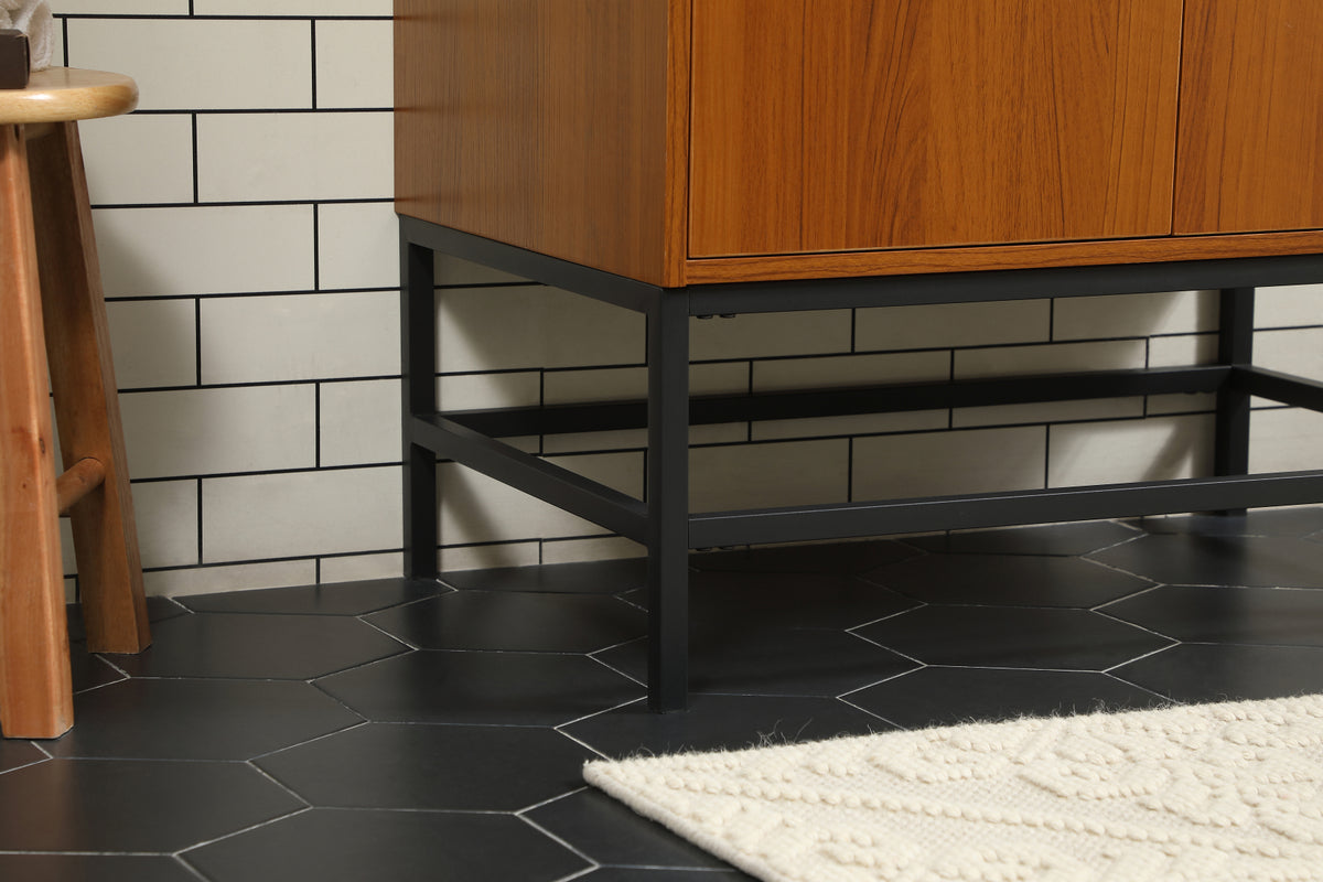 30 inch Single bathroom vanity in teak with backsplash