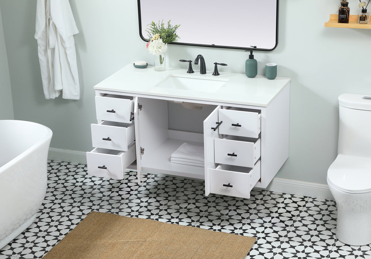 48 inch Single bathroom vanity in white
