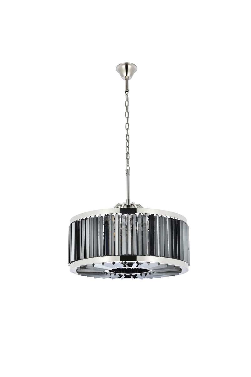 Chelsea 8 light polished nickel Chandelier Silver Shade (Grey) Royal Cut Crystal