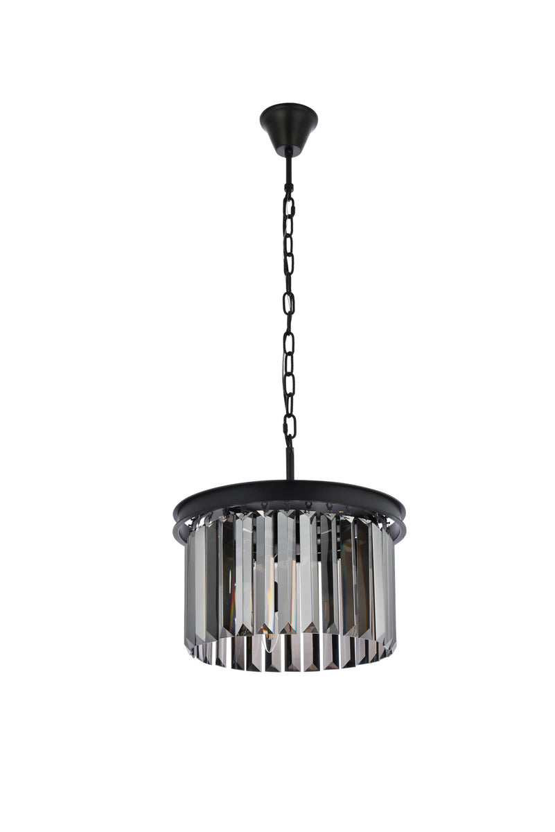 Sydney 3 light Matte Black Pendant Silver Shade (Grey) Royal Cut Crystal
