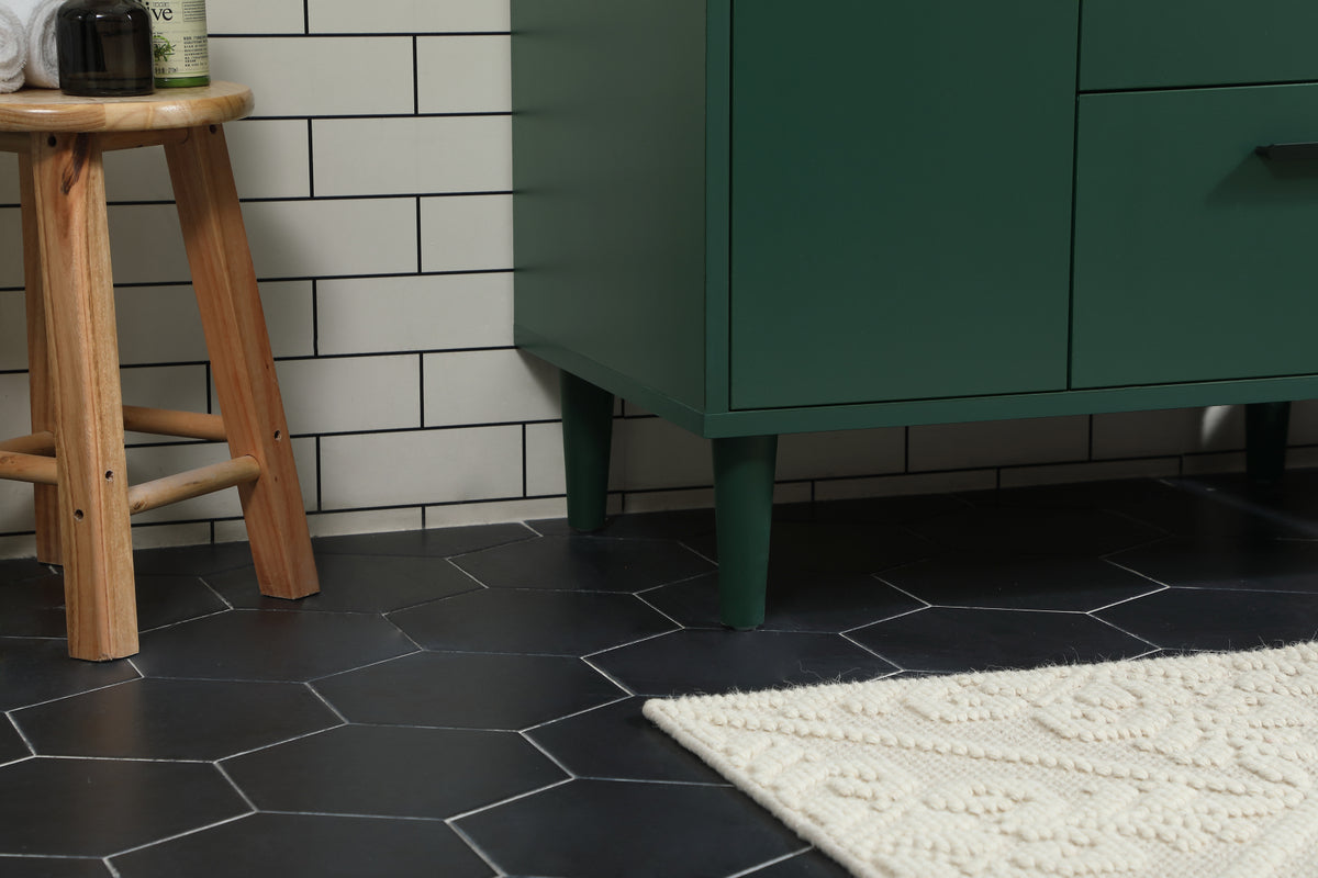 30 inch bathroom vanity in Green with backsplash