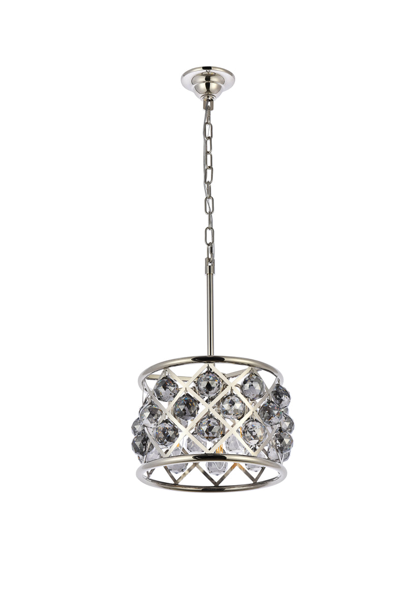Madison 3 light polished Nickel Pendant Silver Shade (Grey) Royal Cut Crystal