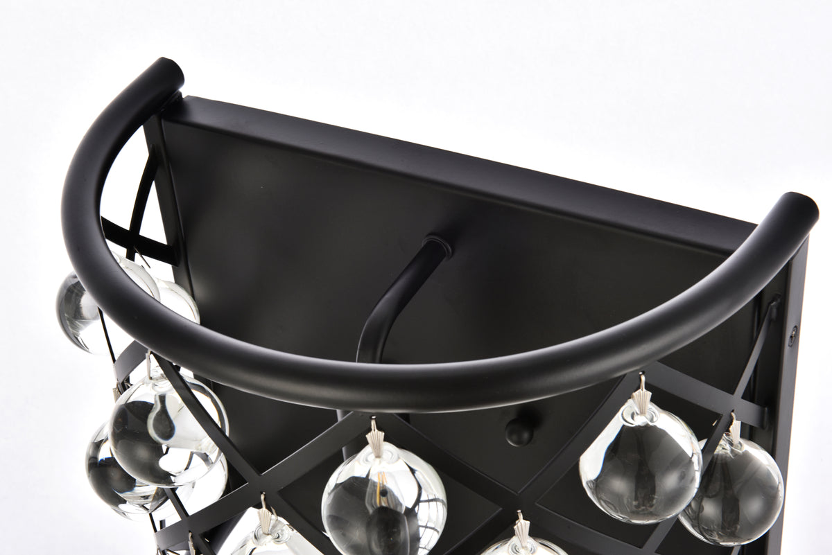 Madison 1 light Matte Black Wall Sconce Clear Royal Cut Crystal
