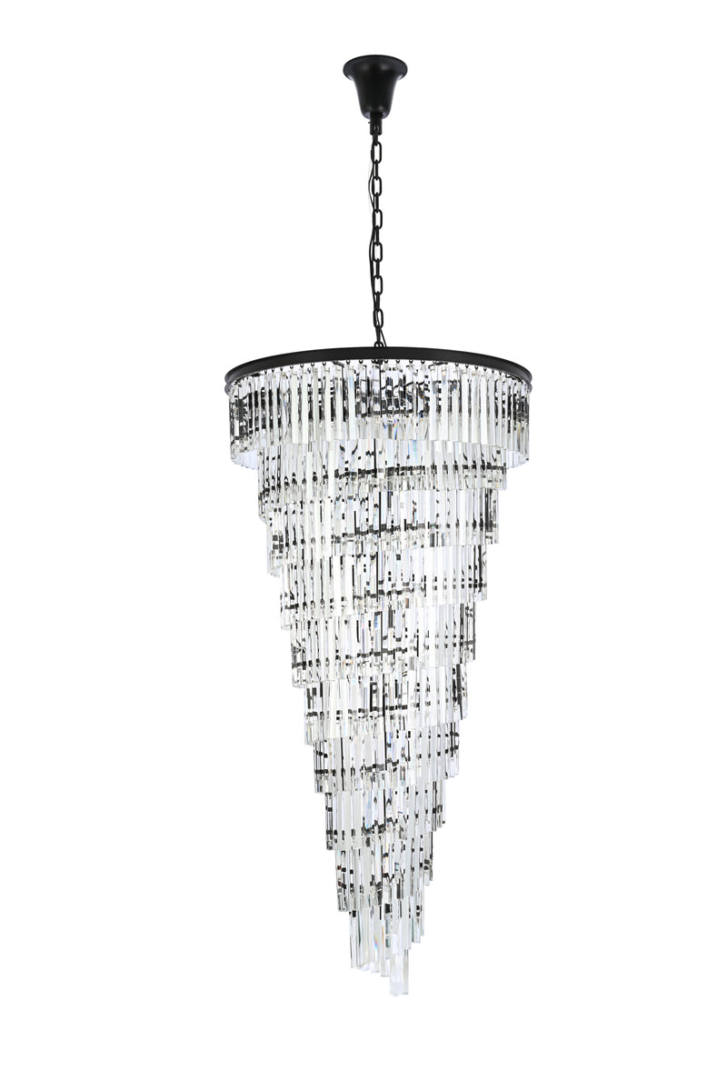 Sydney 36.5 inch spiral crystal chandelier in matte black