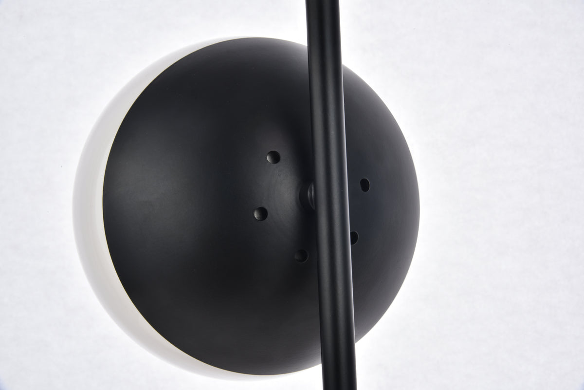 Eclipse 1 Light Black Table Lamp With Frosted White Glass