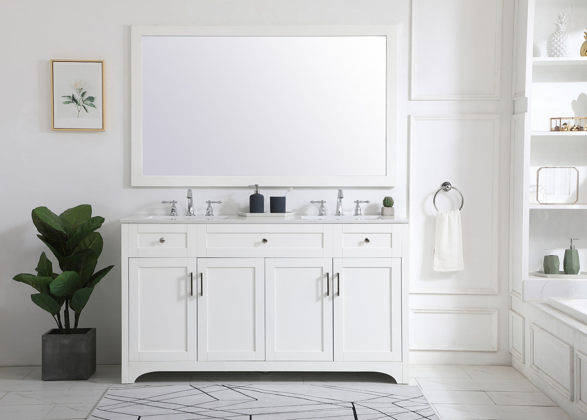 60 inch Double Bathroom Vanity in White
