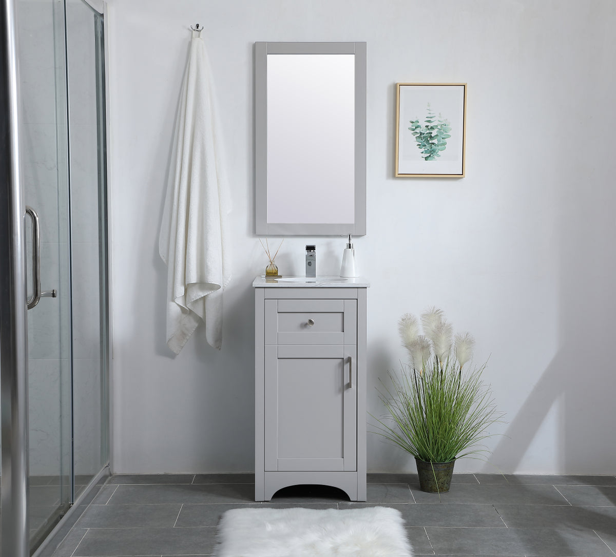 18 inch Single Bathroom Vanity in Grey