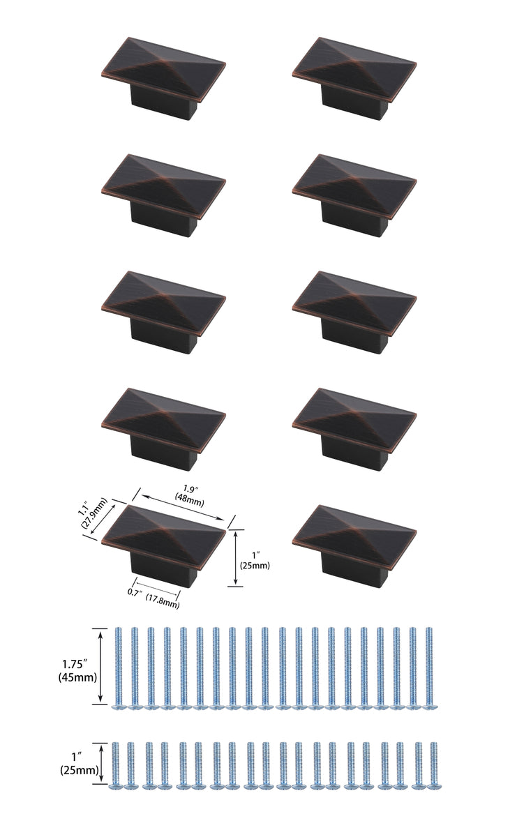 Perry 2" Oil-rubbed Bronze Rectangle Knob Multipack (Set of 10)