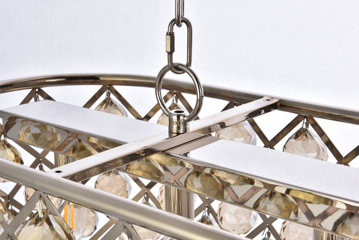 Madison 7 light polished Nickel Chandelier Golden Teak (Smoky) Royal Cut Crystal