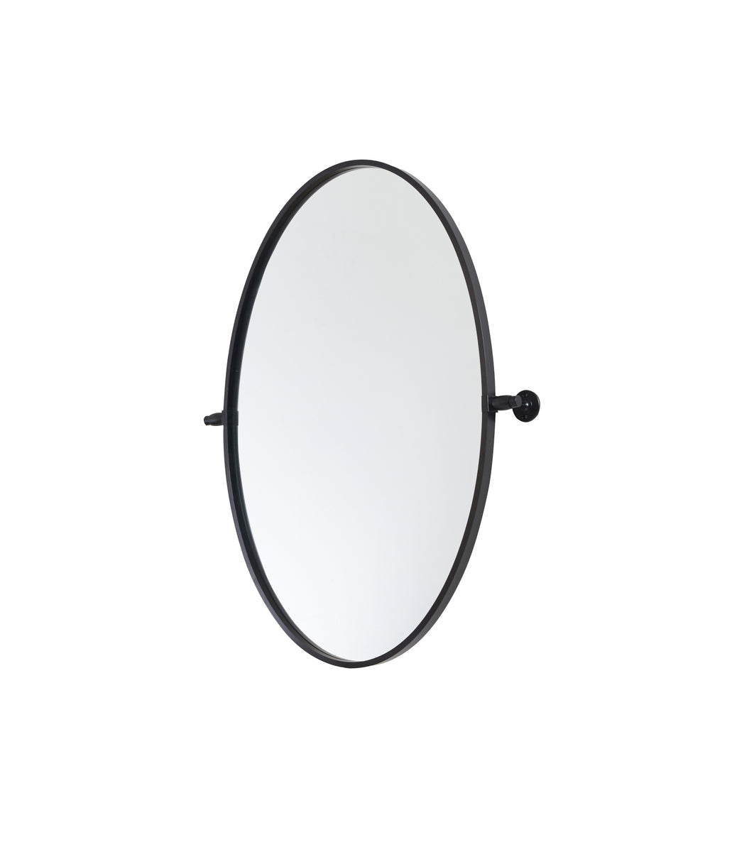 Oval pivot mirror 21x32 inch in black