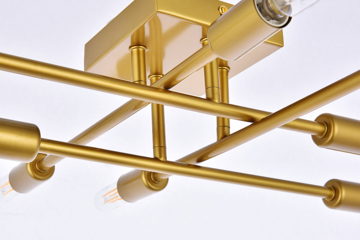 Script 8 lights brass flush mount