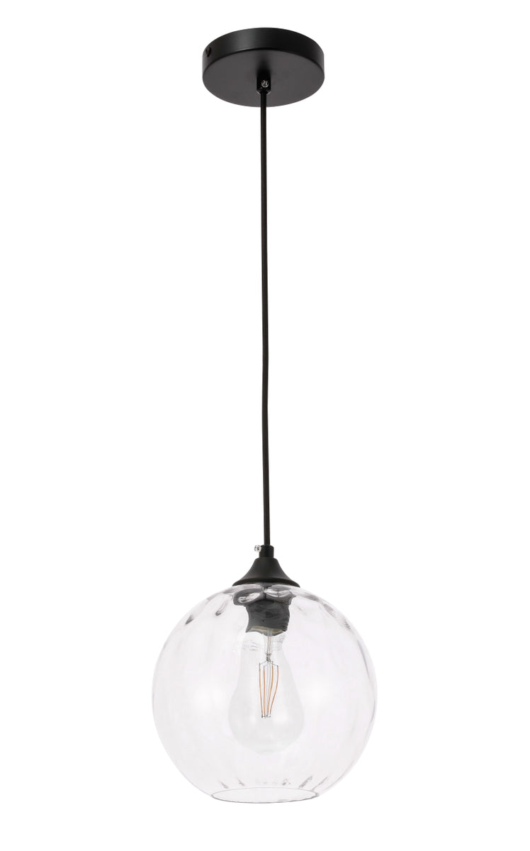 Cashel 1 light Black and Clear glass pendant