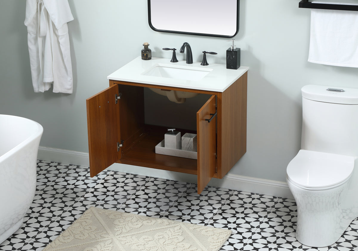 30 inch Single bathroom vanity in teak