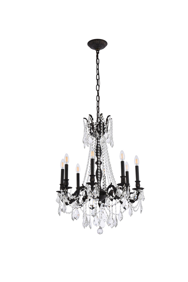 Rosalia 8 light Dark Bronze Chandelier Golden Teak (Smoky) Royal Cut Crystal